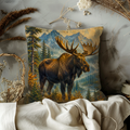 Majestic Moose Mountain Pillow Cover | Wildlife Wilderness Art | Rustic Nature Decor