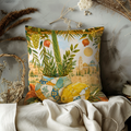 Sukkot Four Species Pillow Cover | Lulav Etrog Art | Gold Crackle Decor