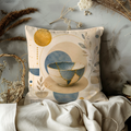 Mosaic Ceramic Bowl Pillow Cover | Boho Abstract Art | Gold Crackle Decor