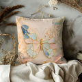 Mosaic Butterfly Pillow Cover | Pastel Boho Art | Gold Crackle Decor