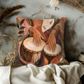 Rhythm Drums Pillow Cover | Boho Percussion Art | Gold Crackle Decor