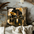 Drum Kit Pillow Cover | Gold Percussion Art | Gold Crackle Decor