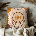 Shaman Drum Pillow Cover | Boho Spiritual Art | Gold Crackle Decor