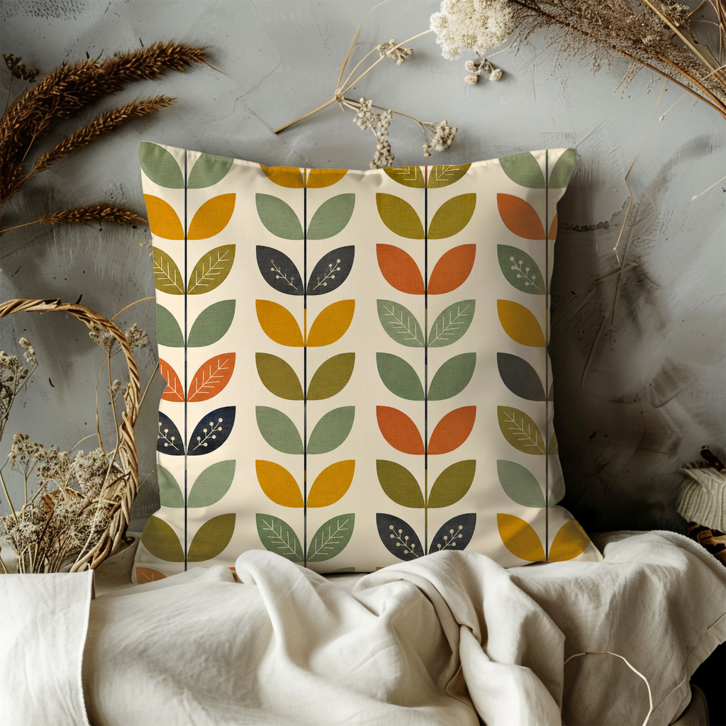Mid Century Leaf Pillow Cover Geometric Modern Throw Pillow Retro Decor Gift for Her