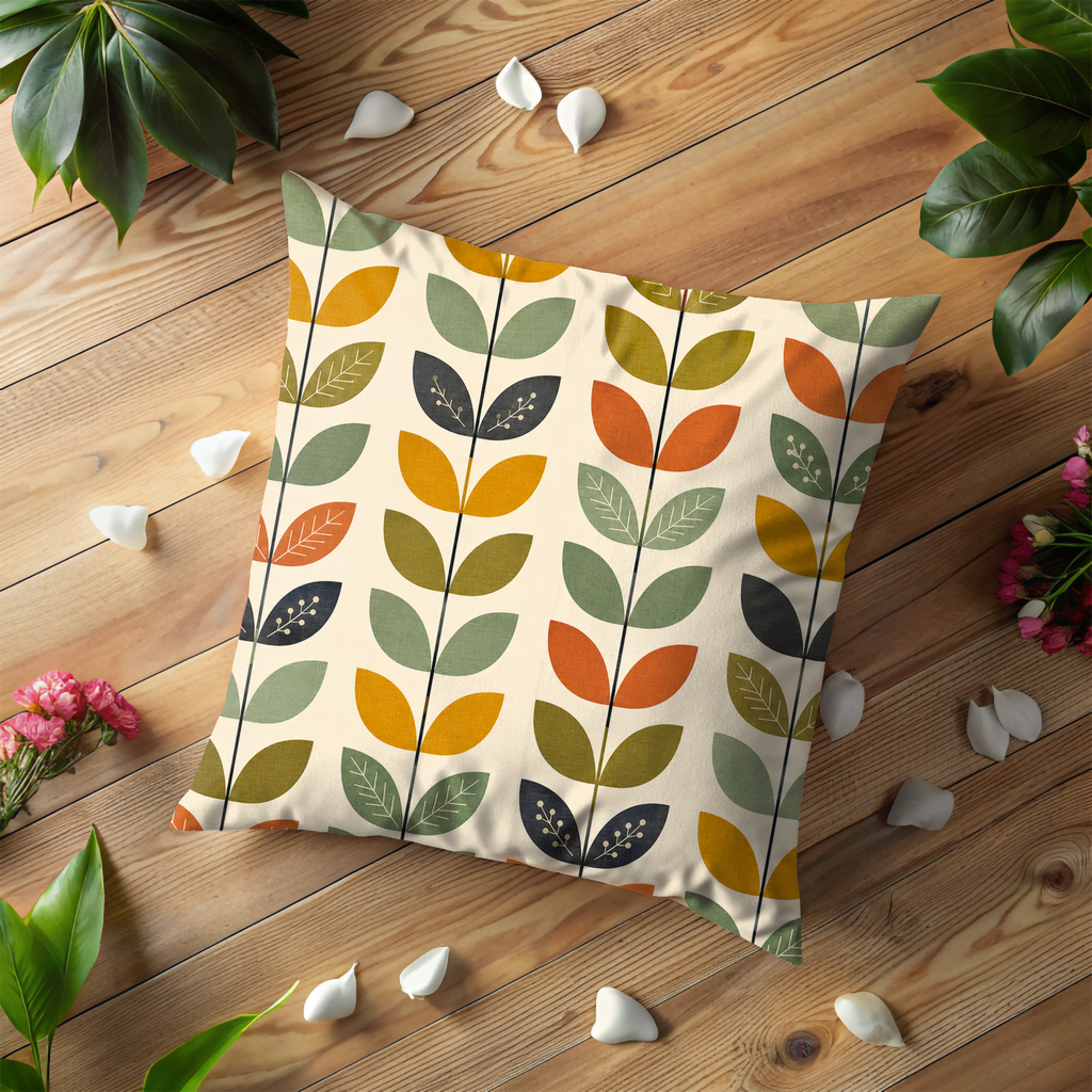 Mid Century Leaf Pillow Cover Geometric Modern Throw Pillow Retro Decor Gift for Her