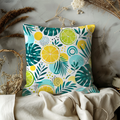 Tropical Citrus Pillow Cover | Lemon Lime Art | Gold Crackle Decor