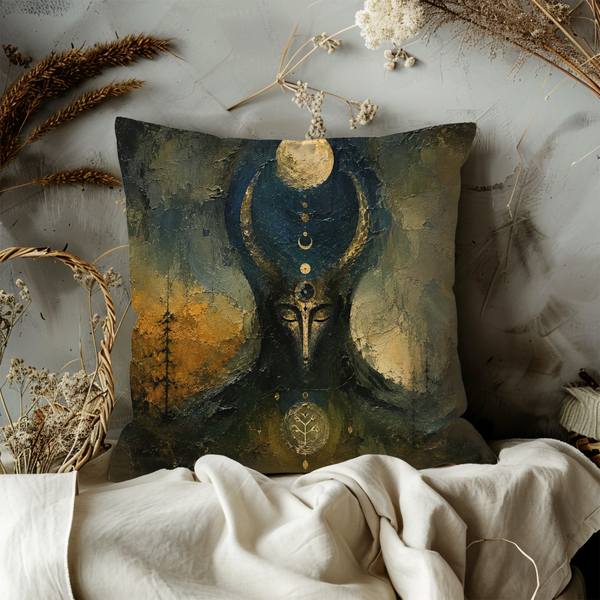Horned Goddess Pillow Cover – Home Decor