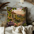 Provençal Fig Sunset Pillow Cover | Mediterranean Landscape Art | Gold Crackle Decor