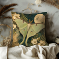 Luna Moth Moon Pillow Cover | Mystic Nature Art | Gold Crackle Decor