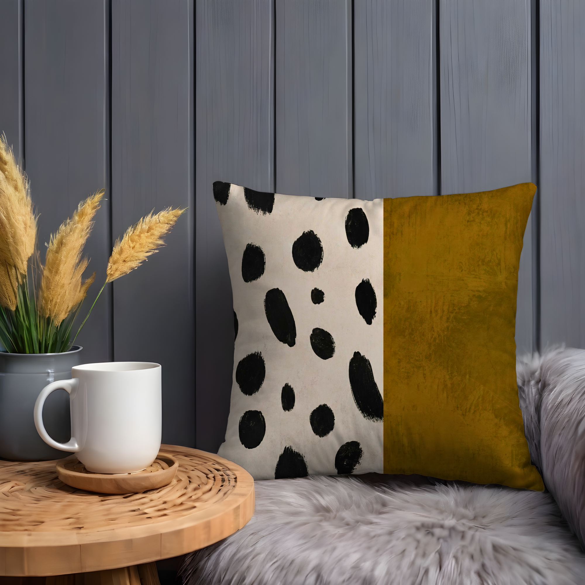 Abstract Dot Pillow Cover | Modern Minimalist Art | Gold Crackle Decor
