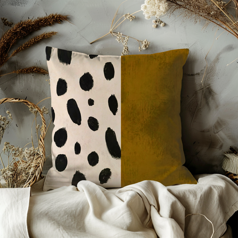 Abstract Dot Pillow Cover – Modern Minimalist Art | Gold Crackle Decor