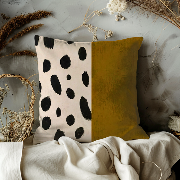 Abstract Dot Pillow Cover – Modern Minimalist Art | Gold Crackle Decor