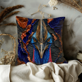 Cassowary Bird Pillow Cover | Exotic Wildlife Art | Gold Crackle Decor