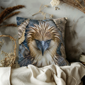 Eagle Portrait Pillow Cover | Majestic Wildlife Art | Gold Crackle Decor