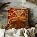 Bearded Dragon Pillow Cover | Exotic Reptile Art | Gold Crackle Decor