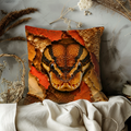 Python Snake Pillow Cover | Exotic Reptile Art | Gold Crackle Decor