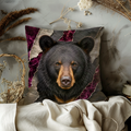 Bear Portrait Pillow Cover | Majestic Wildlife Art | Gold Crackle Decor