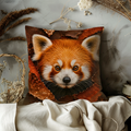 Red Panda Portrait Pillow Cover | Adorable Wildlife Art | Gold Crackle Decor