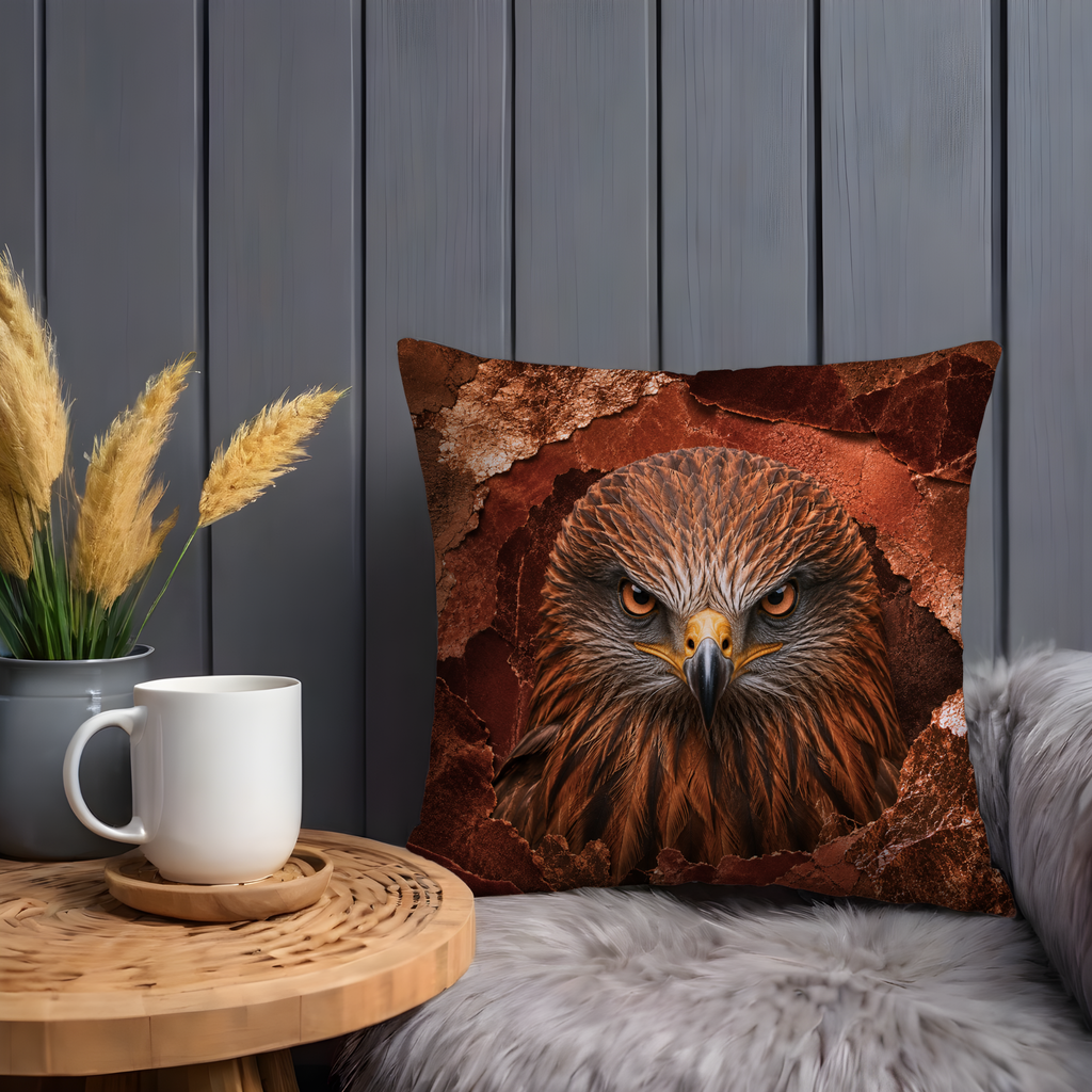 Eagle Portrait Pillow Cover | Majestic Wildlife Art | Gold Crackle Decor