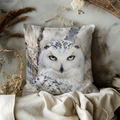 Snowy Owl Portrait Pillow Cover | Majestic Wildlife Art | Gold Crackle Decor