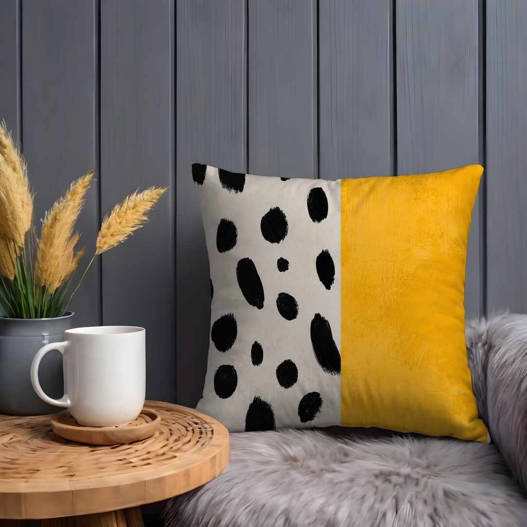 Polka Dot Pillow Case | Yellow Modern Throw Pillow Cover | Minimalist Decor