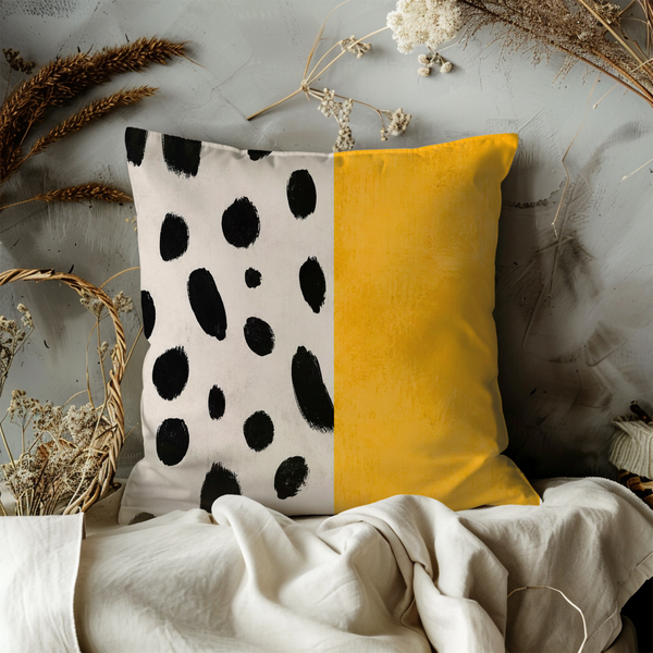 Polka Dot Pillow Cover – Yellow Modern  Cover | Minimalist Decor