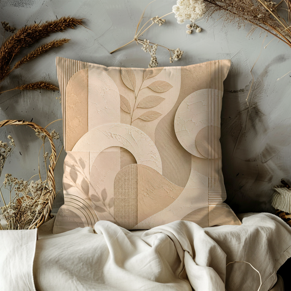 Beige Abstract Pillow Cover – Modern Geometric Art | Minimalist Decor