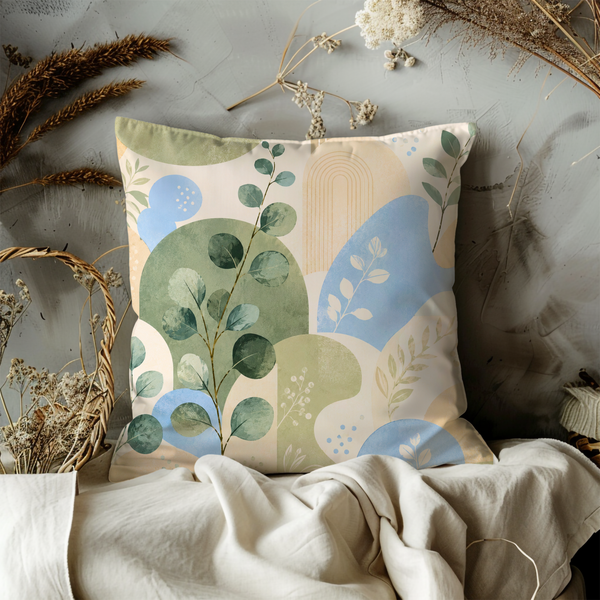 Eucalyptus Abstract Pillow Cover – Boho Botanical Art | Calm Decor