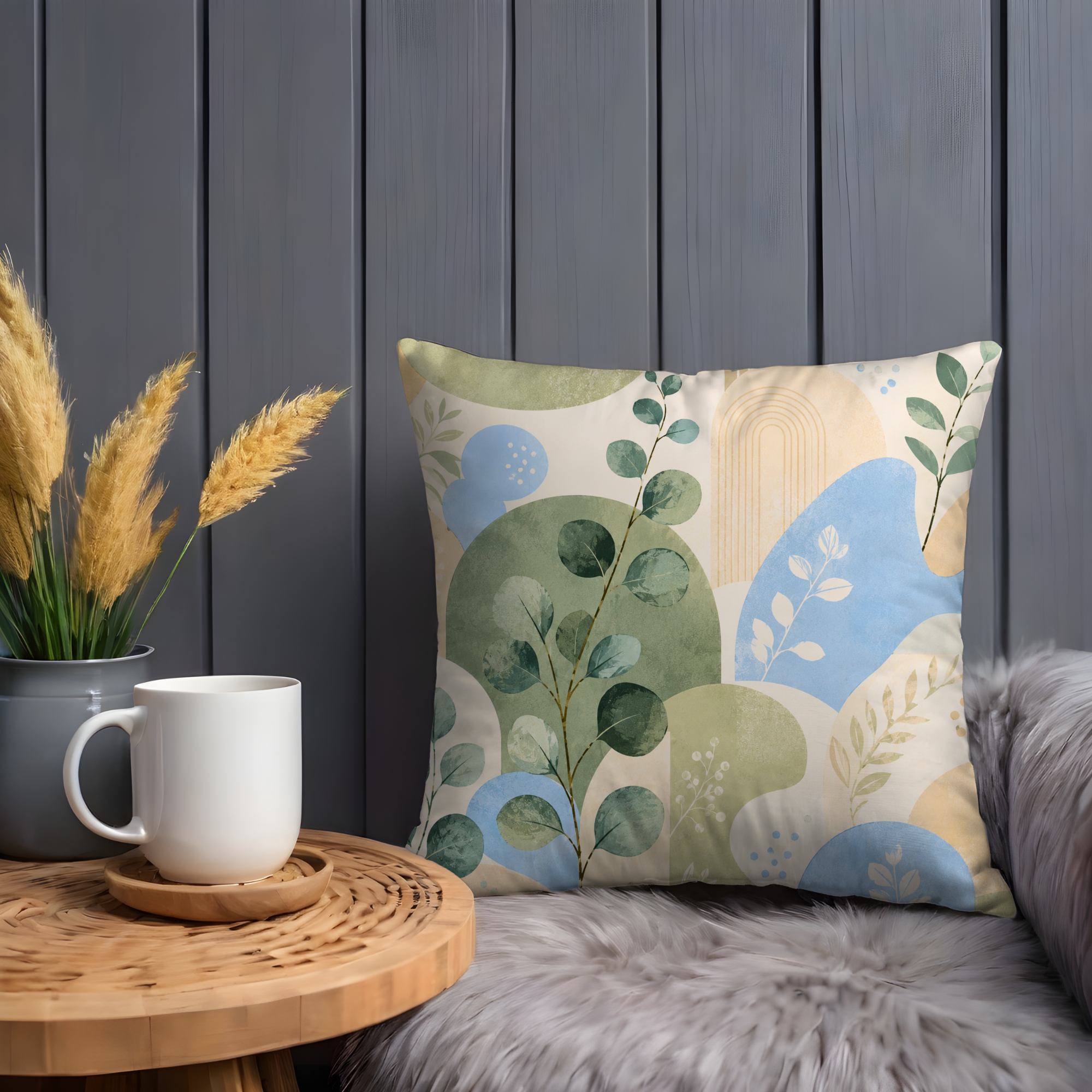 Eucalyptus Abstract Pillow Cover | Boho Botanical Art | Calm Decor
