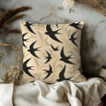Swallow Birds Pillow Cover | Flying Birds Art | Minimalist Nature Decor