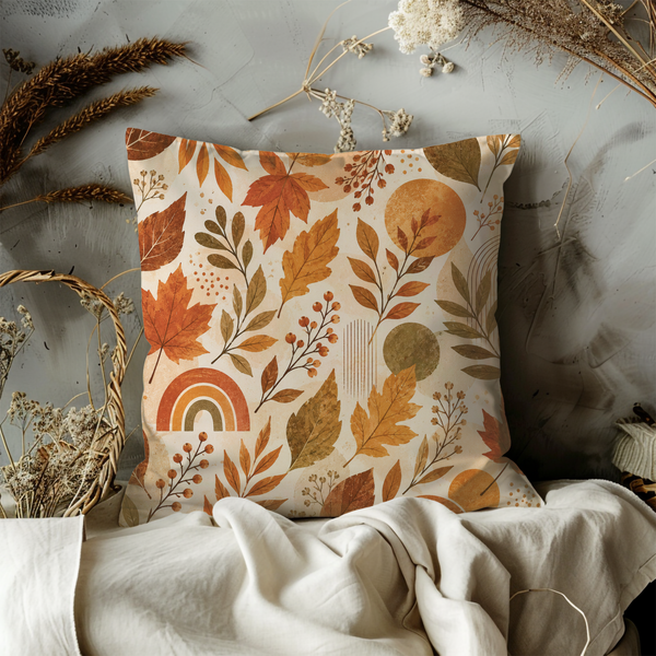 Autumn Leaves Pillow Cover – Fall Botanical Art | Cozy Nature Decor