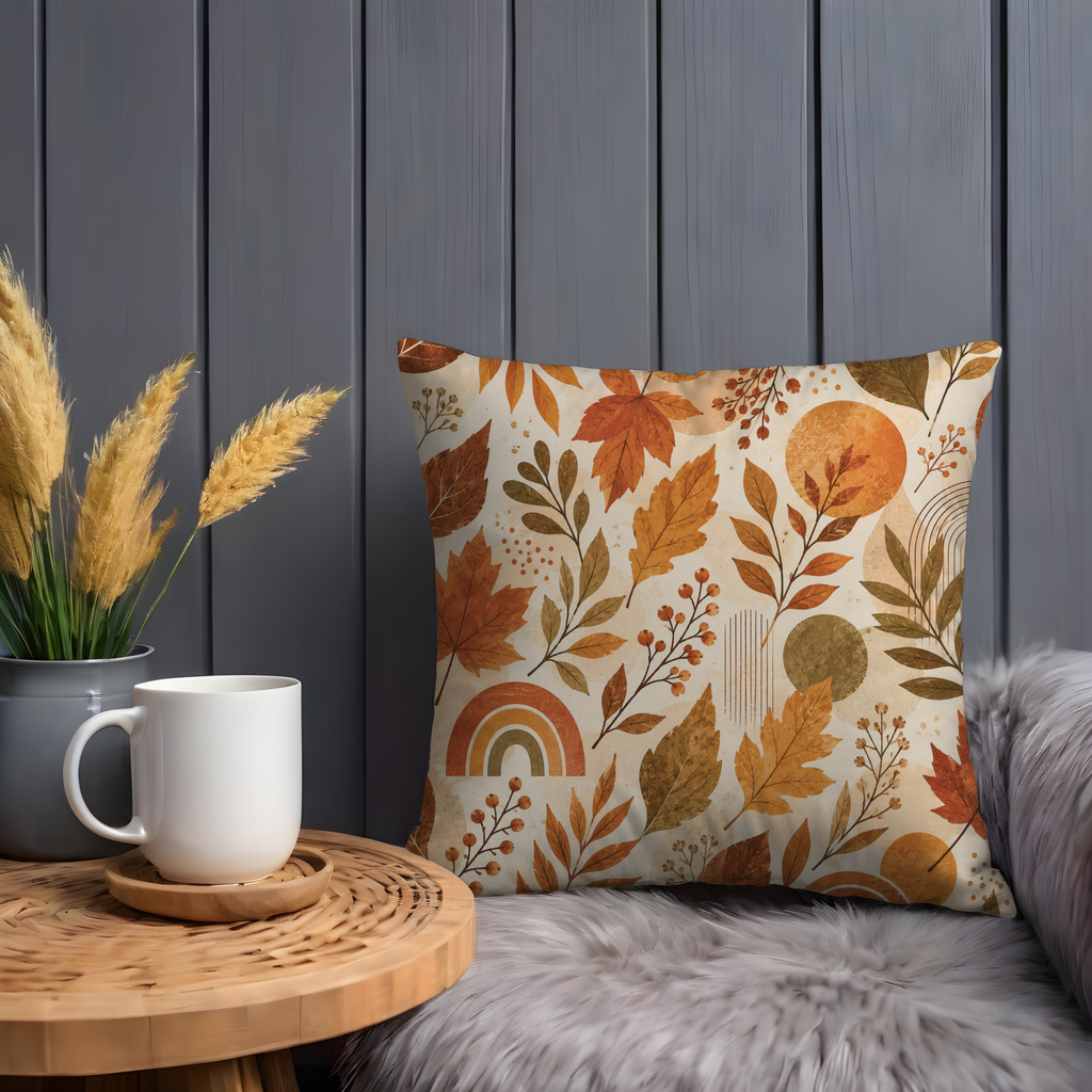 Autumn Leaves Pillow Cover | Fall Botanical Art | Cozy Nature Decor