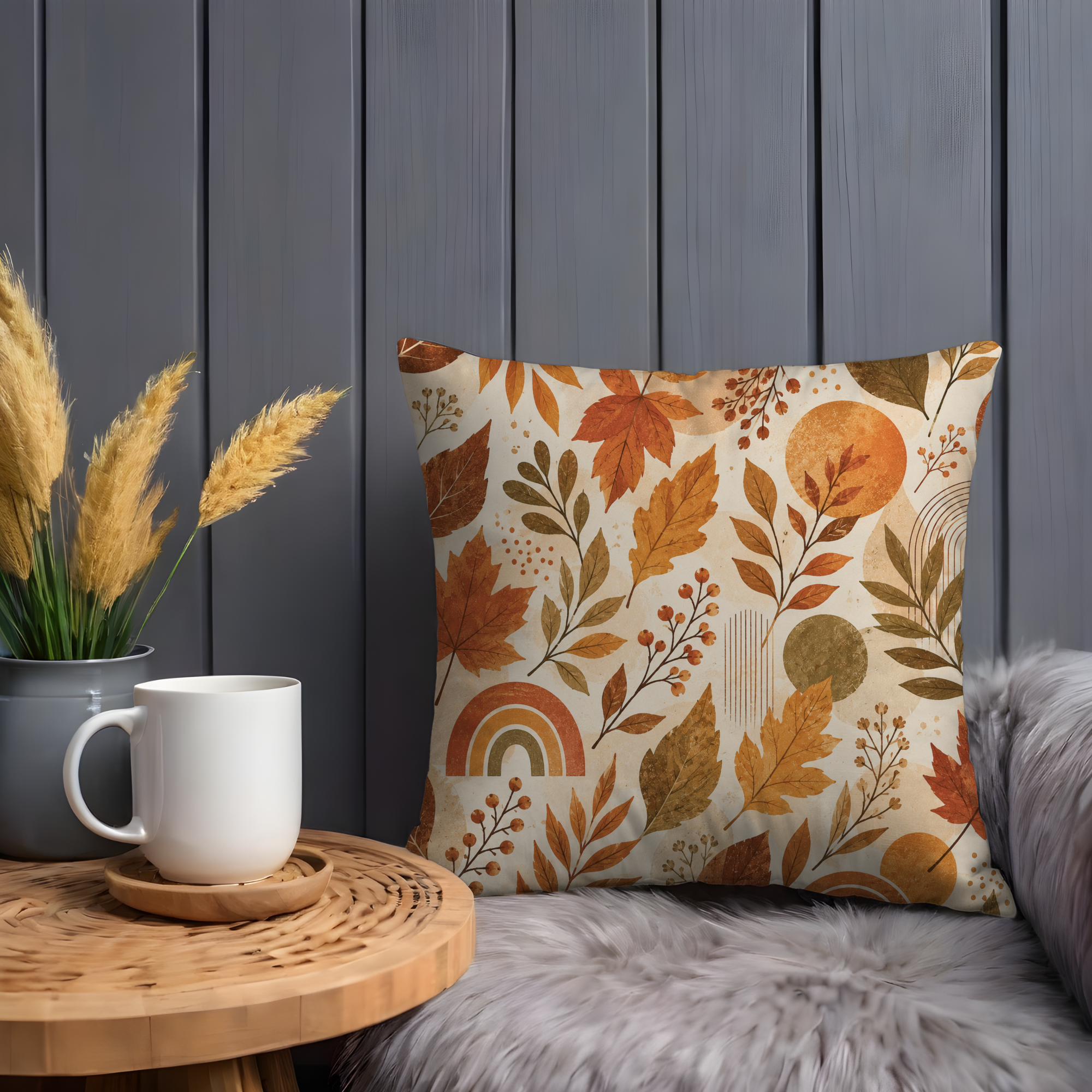 Autumn Leaves Pillow Cover | Fall Botanical Art | Cozy Nature Decor