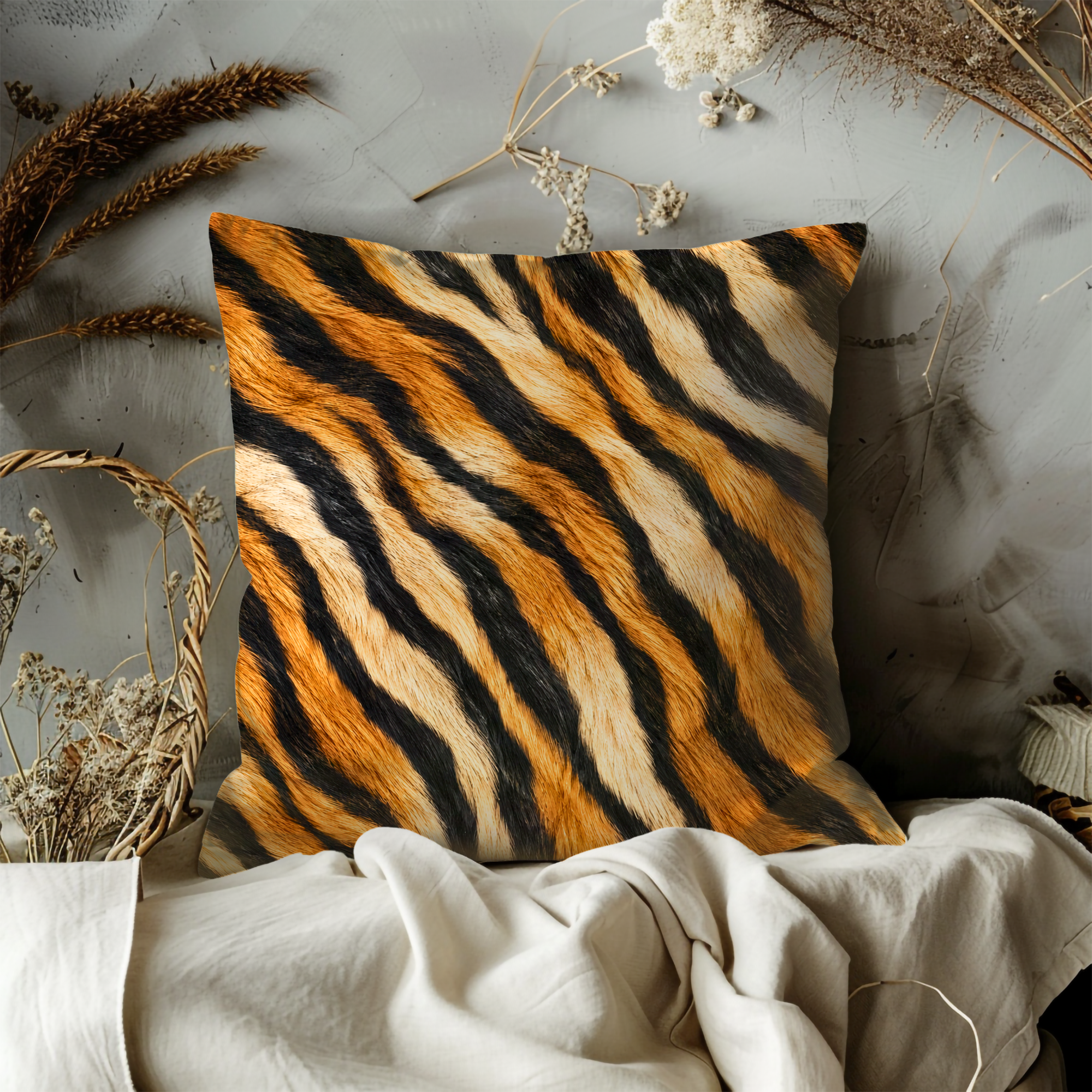 Tiger Stripe Pillow Cover | Bold Animal Print Art | Wild Decor