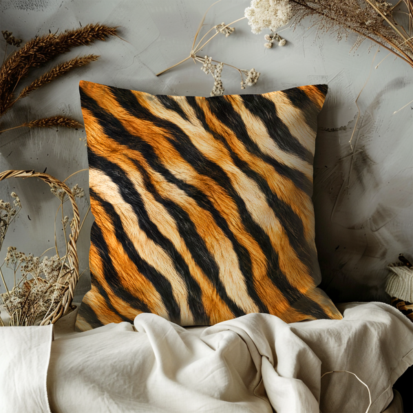 Tiger Stripe Pillow Cover – Bold Animal Print Art | Wild Decor