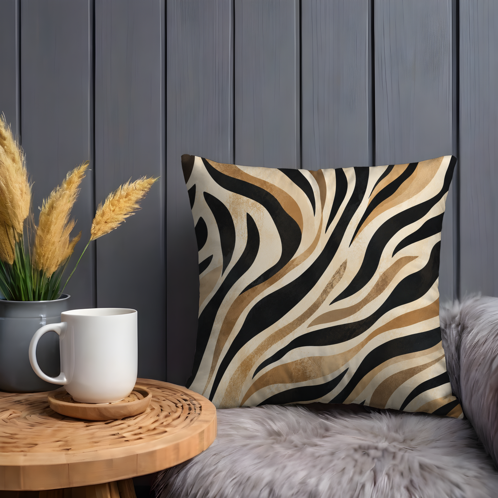 Stylized Zebra Stripe Pillow Cover | Modern Animal Print | Bold Boho Decor