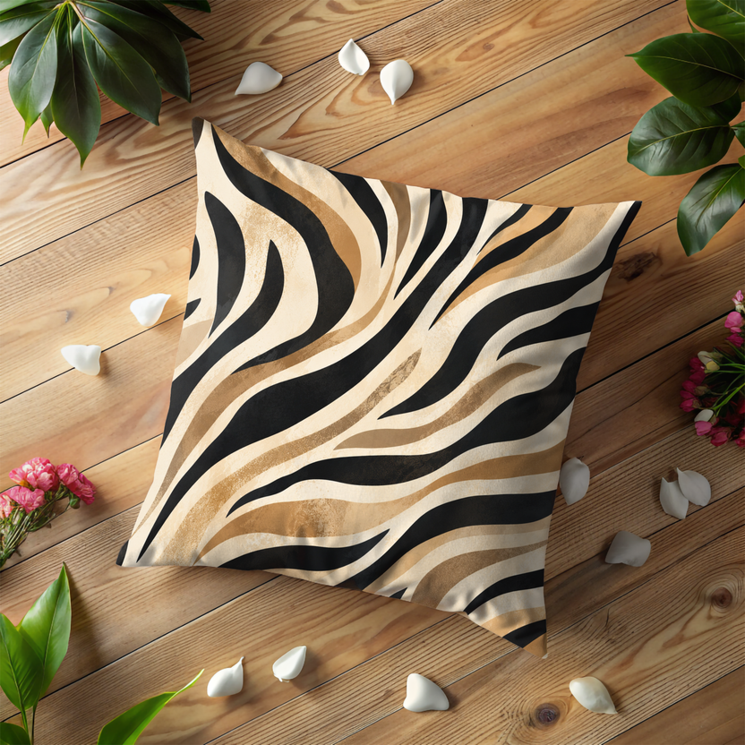 Stylized Zebra Stripe Pillow Cover – Modern Animal Print | Bold Boho Decor