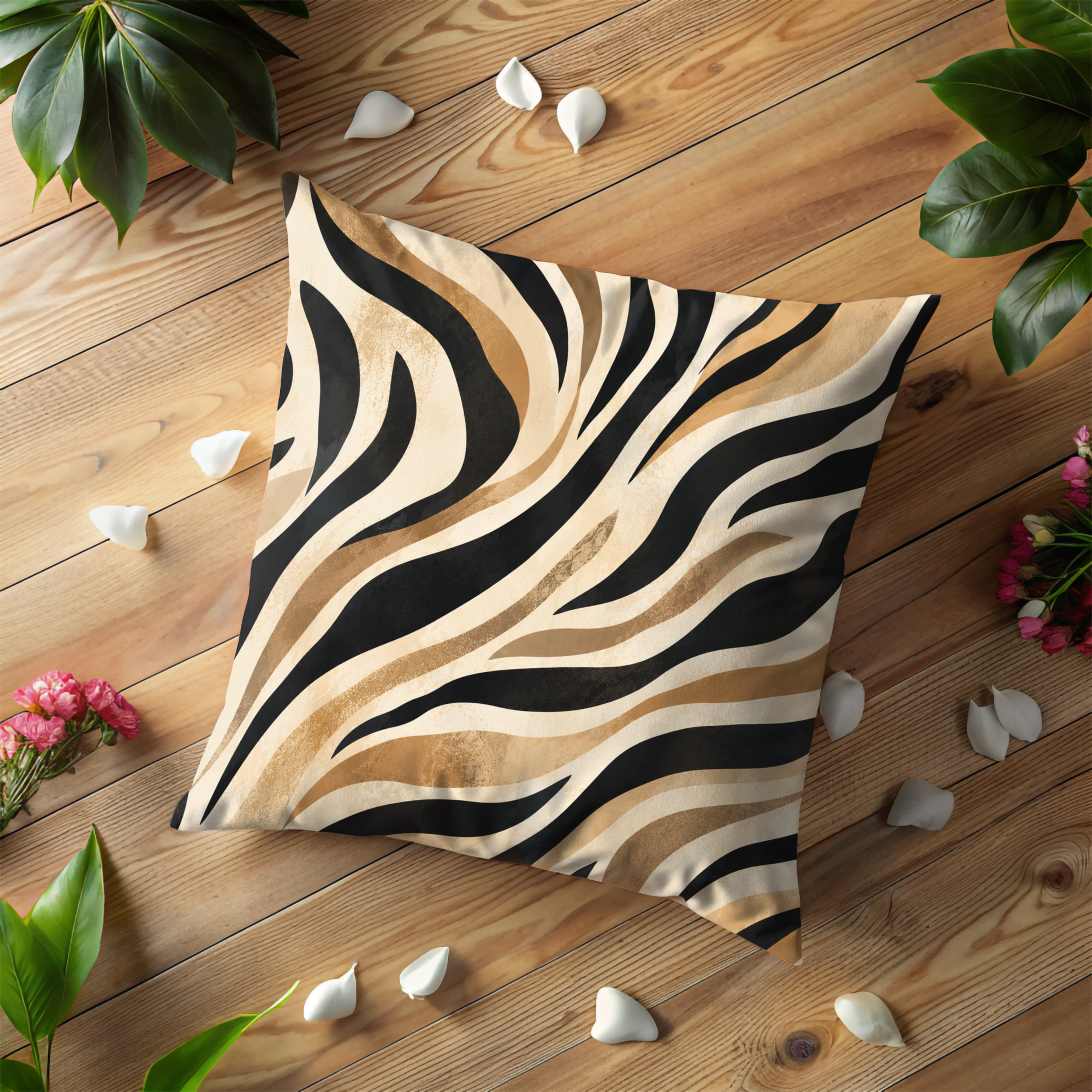 Stylized Zebra Stripe Pillow Cover | Modern Animal Print | Bold Boho Decor