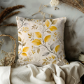 Autumn Leaves Pillow Cover | Yellow Botanical Art | Soft Fall Decor