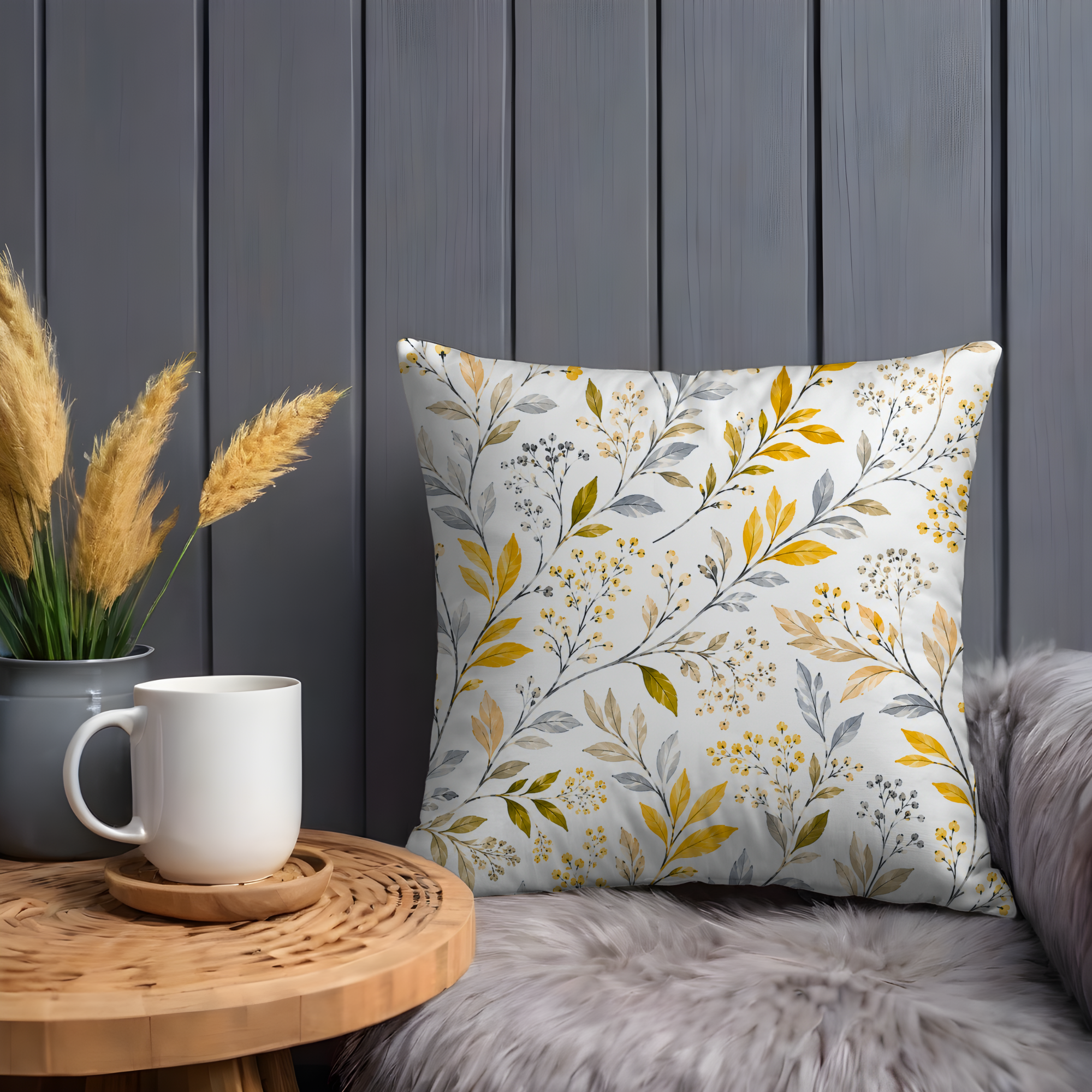 Delicate Golden Branches Pillow Cover | Elegant Botanical Art | Neutral Boho Decor