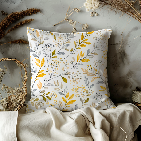 Delicate Golden Branches Pillow Cover – Elegant Botanical Art | Neutral Boho Decor