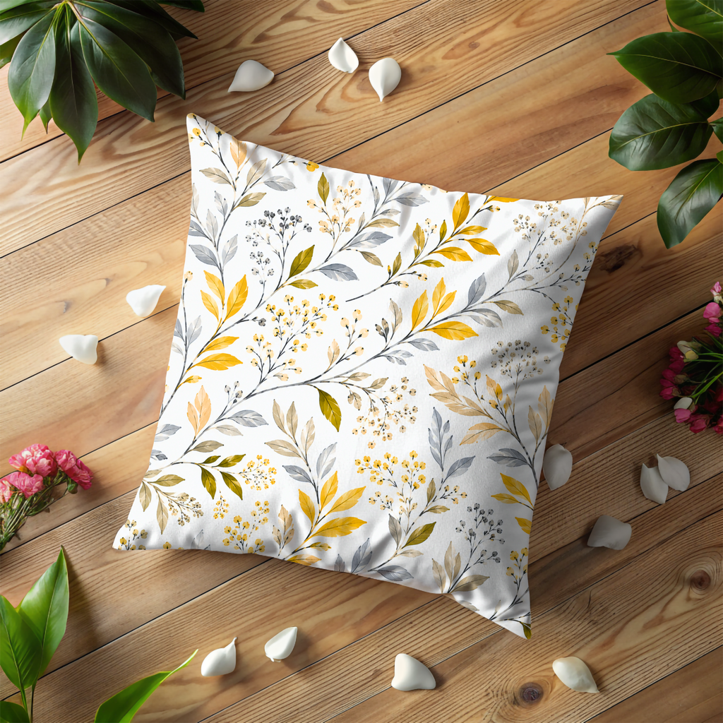 Delicate Golden Branches Pillow Cover | Elegant Botanical Art | Neutral Boho Decor