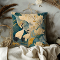 Japanese Crane Pillow Cover | Elegant Oriental Art | Luxe Nature Decor
