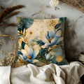 Blue Magnolia Pillow Cover | Elegant Floral Art | Luxe Botanical Decor