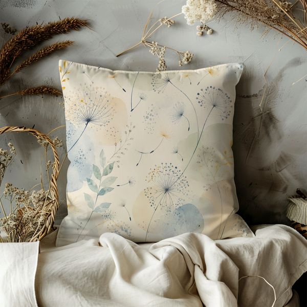 Dandelion Pillow Cover – Delicate Wildflower Art | Soft Nature Decor