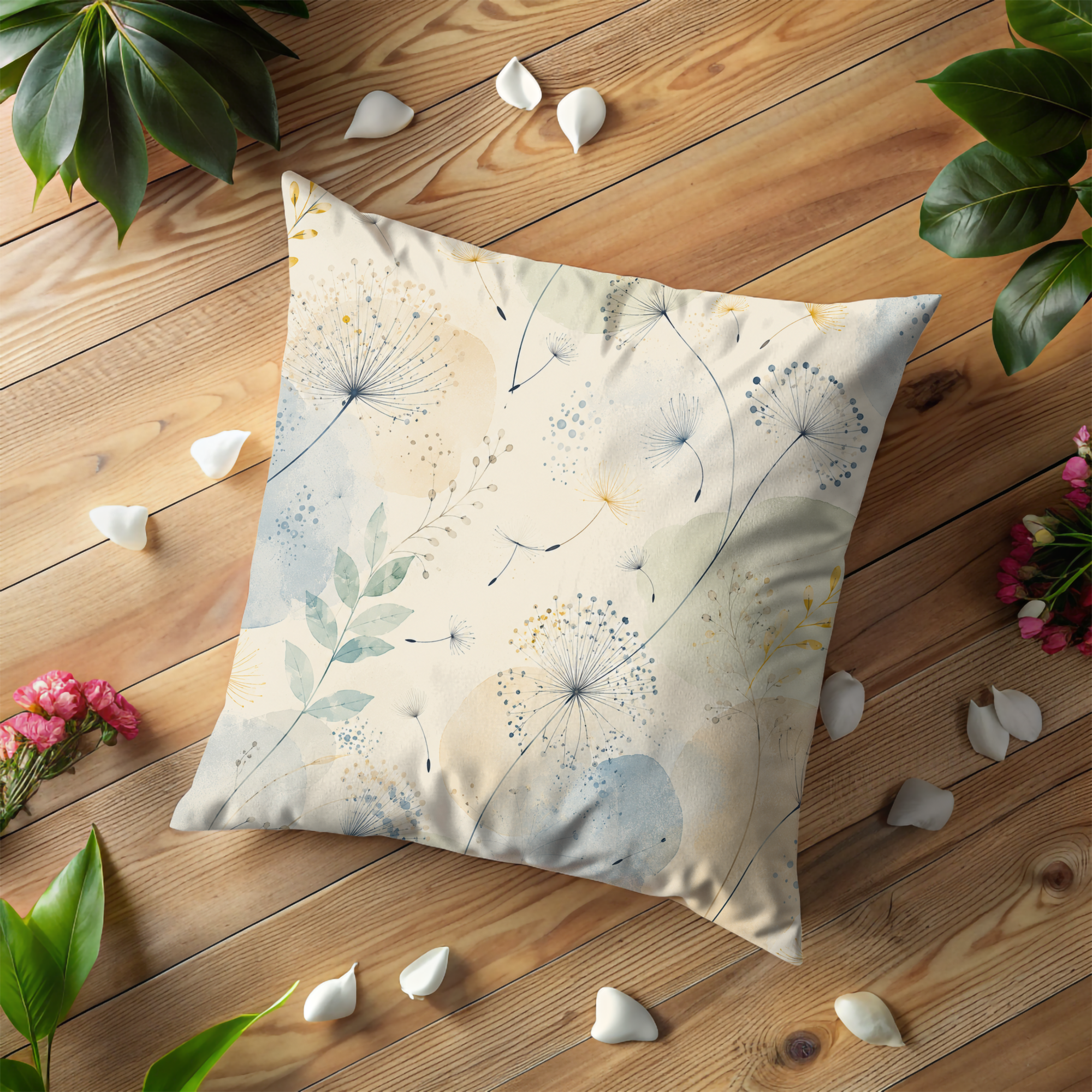 Dandelion Pillow Cover | Delicate Wildflower Art | Soft Nature Decor
