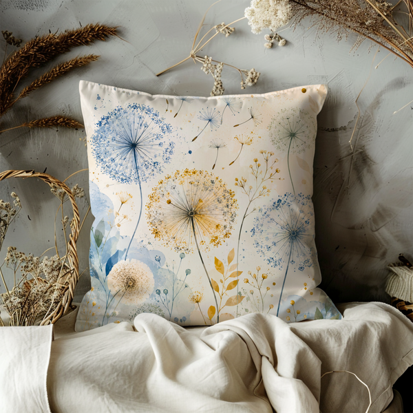 Dandelion Wish Pillow Cover – Delicate Seed Head Art | Soft Nature Decor