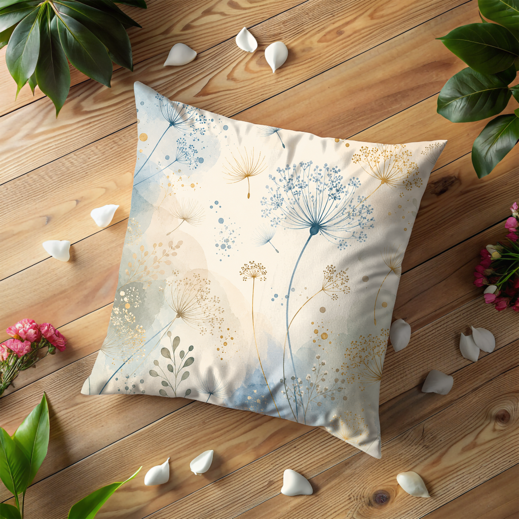 Dandelion Dream Pillow Cover | Ethereal Seed Head Art | Soft Nature Decor