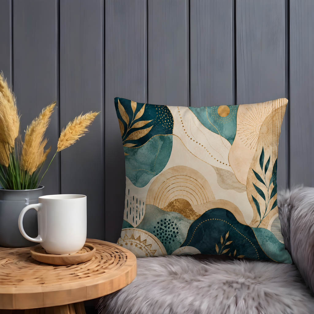 Emerald Gold Geometric Pillow Cover | Art Deco Modern Art | Luxury Boho Decor