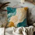 Teal Gold Abstract Pillow Cover | Modern Geometric Art | Luxe Nature Decor